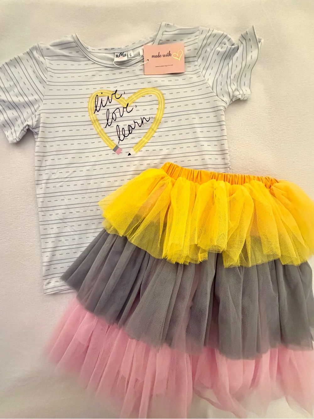 Mia Belle Girls Pencil Tulle Skirt Set